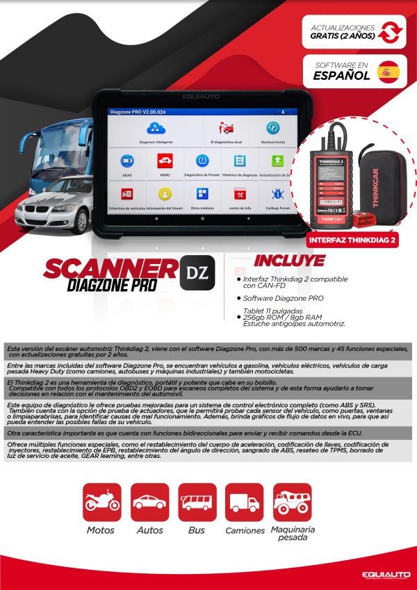 Scanner Automotriz Diagzone Pro V2 128 GB ROM 4 GB RAM - Imagen 2